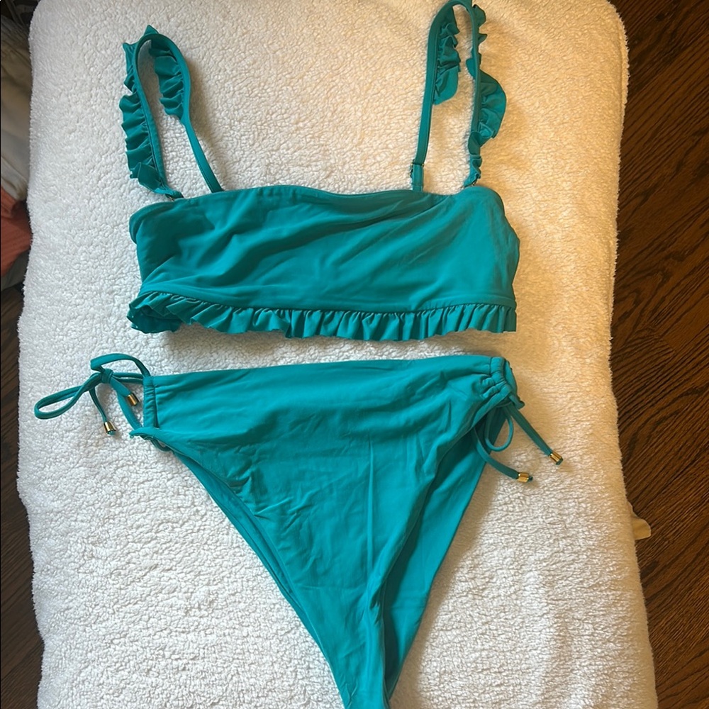 Teal Ruffled Bikini Set